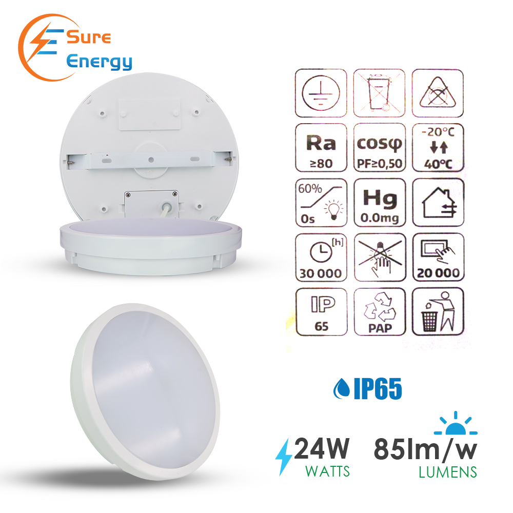 24W LED Bulkhead Standard Model IP65 6000K