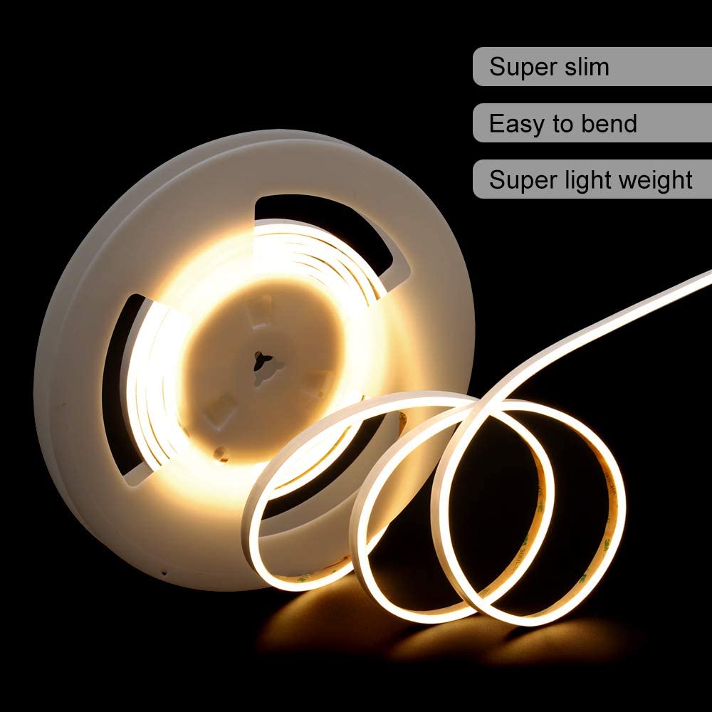 12V LED Neon Strip Kit, 3 Meters Silicon Neon Strip 6x12mm-120 LEDs/Mtr, 4 pcs Wall clips+5A Adapter, 4000K