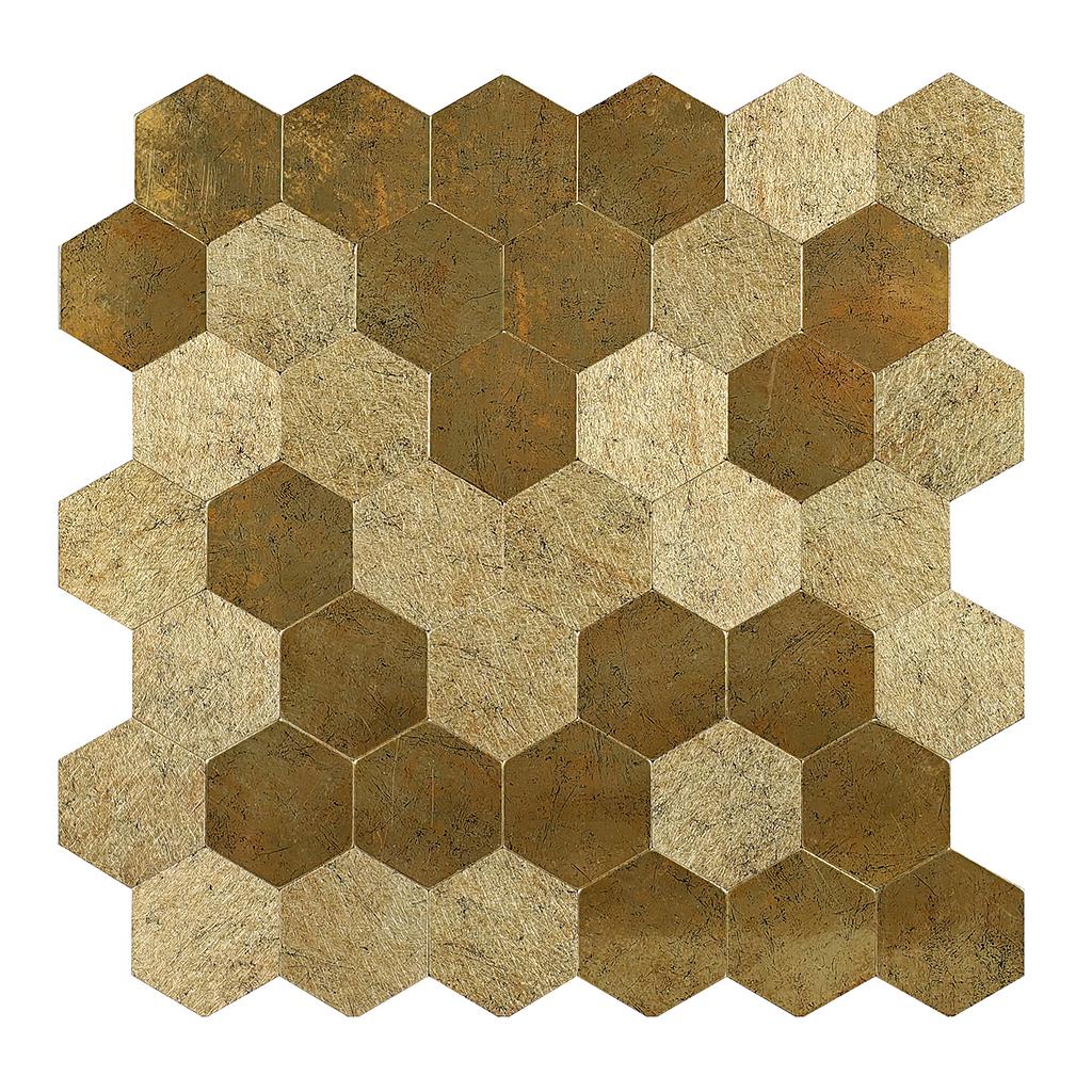 Large Luxe Gold HexaStyle Aluminum Peel &amp; Stick Tile Size: 290 x 288 x 4 mm