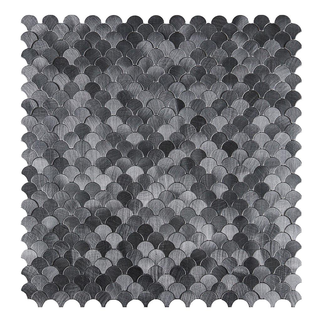 Reflective Scallop-Pattern Peel &amp; Stick Aluminum Tile Size:295 x 300 x 4 mm