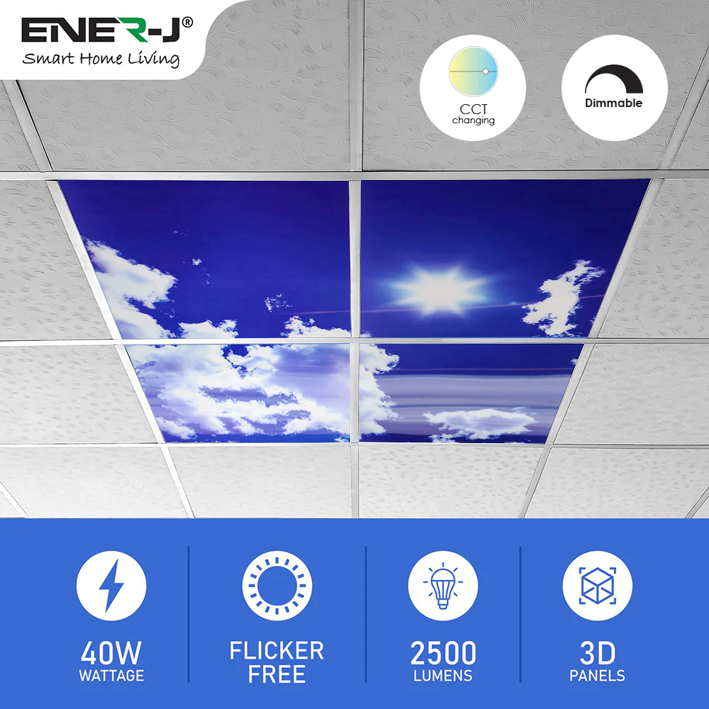 Colour Changing and Dimmable SKY Cloud LED Panels 60x60 40W 3D Effect (set of 4 with Remote)