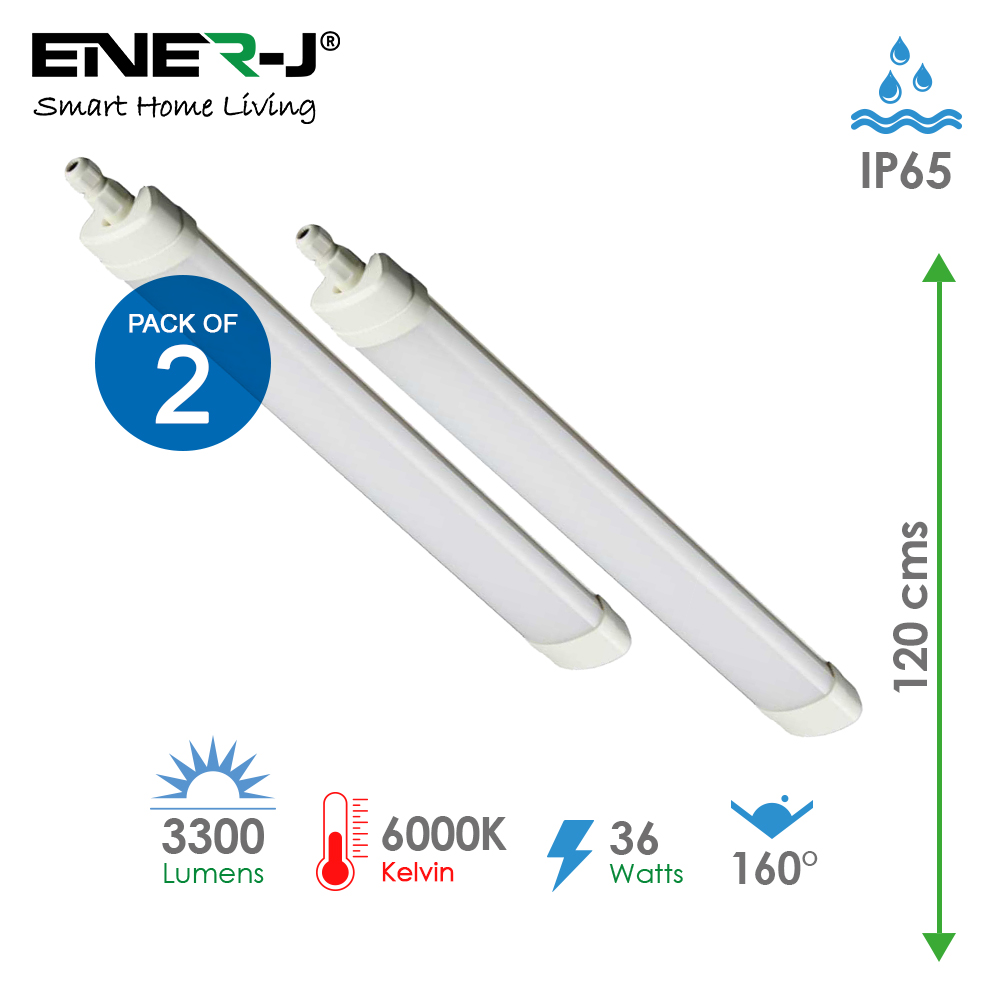 LED Triproof Batten IP65 36W 120cms 6000K (pack of 2 units)