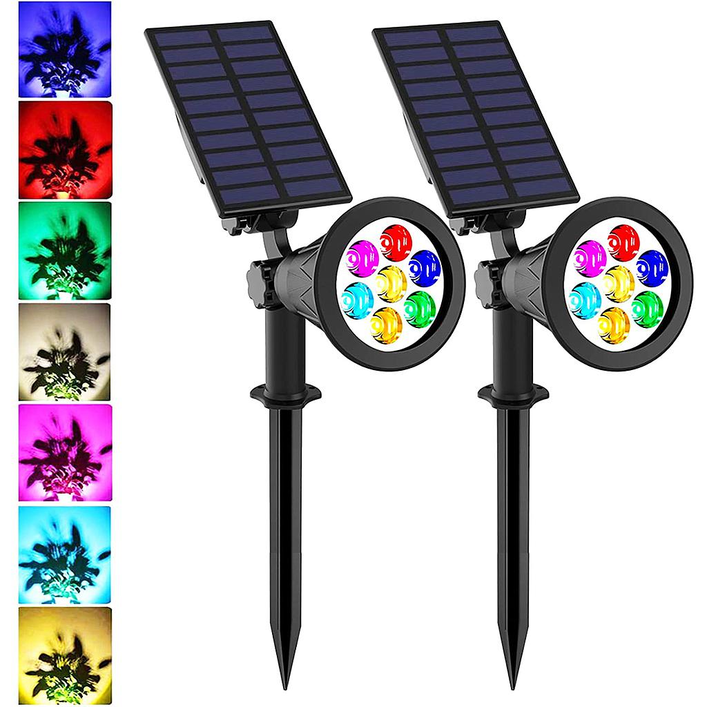 7W Solar Spike Garden Light, 1800 mAh battery, 5.5V 1.5W Solar Panel, IP44, RGB