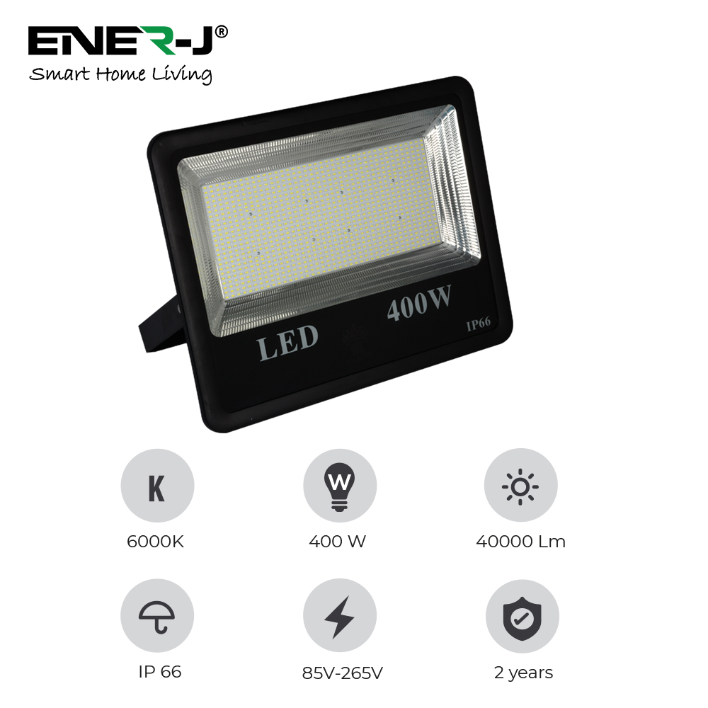400W LED Floodlights,size:450x330X42.5mm,AC110-265V,RA>80,PF>0.9,IP65,Pre-wired with 1 M 3G1.0 Rubbercable, 6000k, 100lm/w