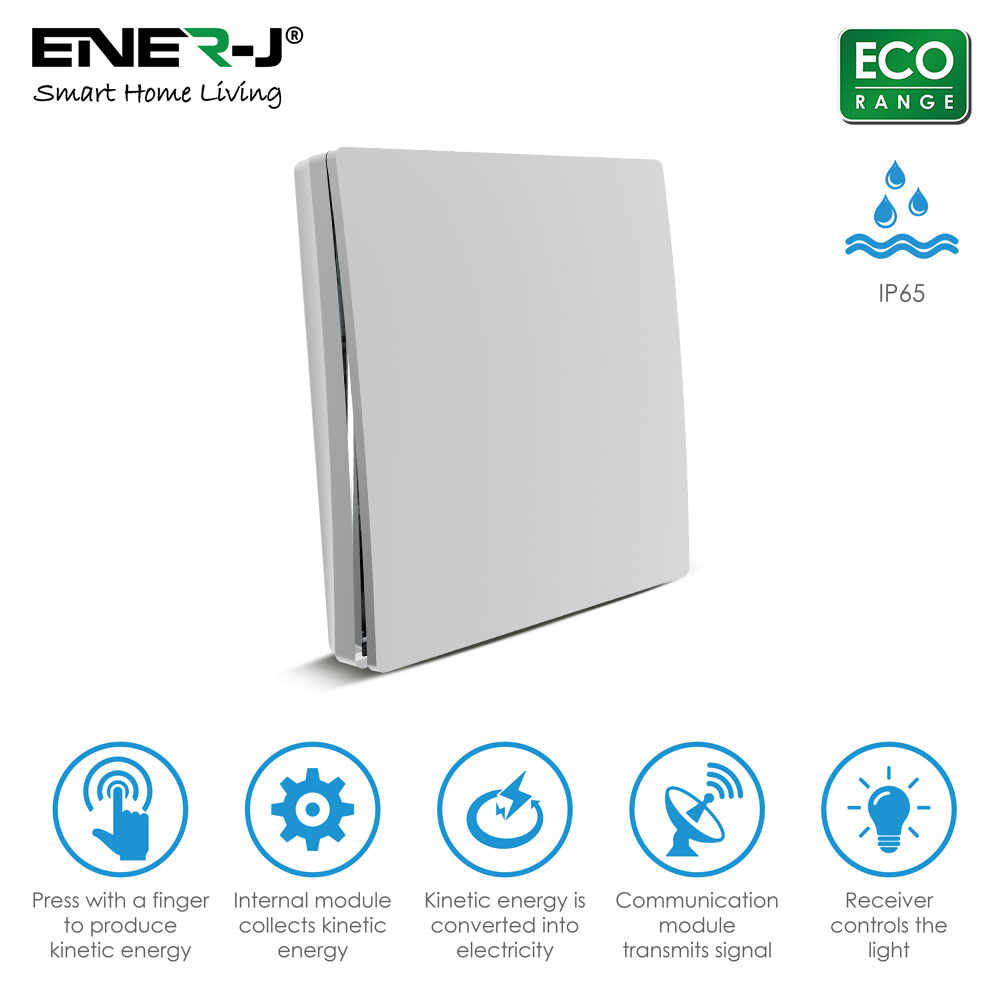 1 Gang Wireless Kinetic Switch, Silver