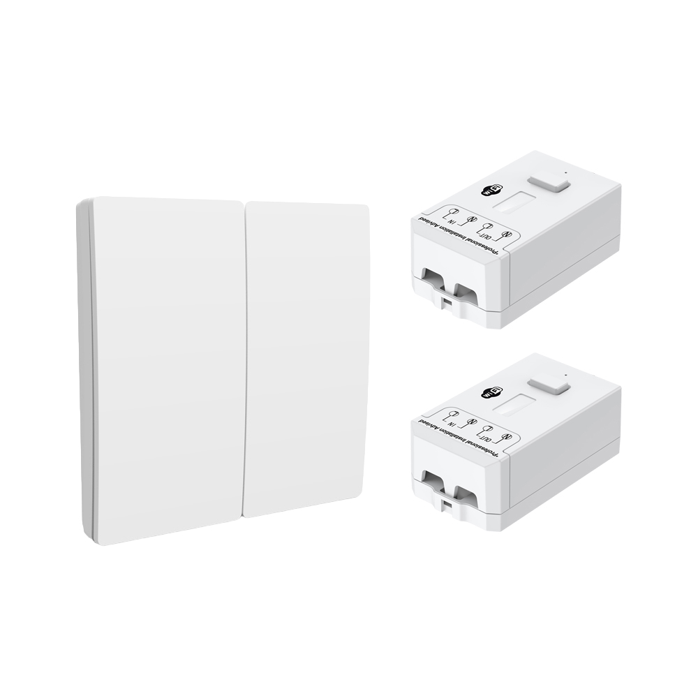 2 Gang Wireless Kinetic Switch, White + 2*500W RF+WIFI Receiver