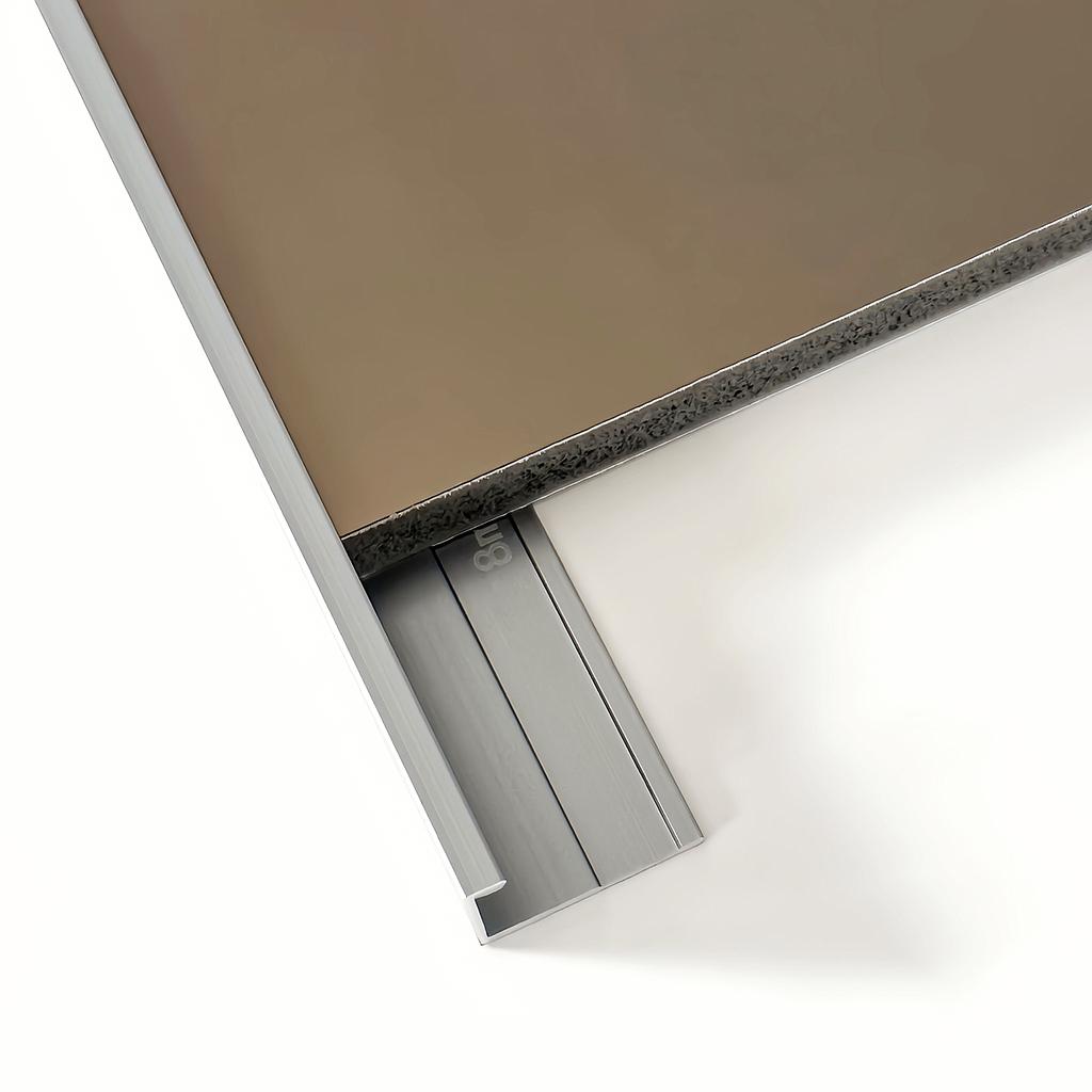 Closing Edge Line End Aluminium Trims for 8mm Charcoal boards, Silver Size: 3000 mm