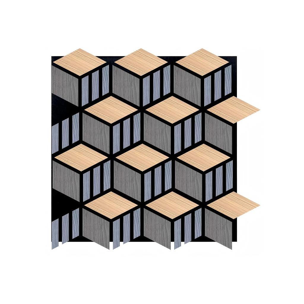 HexaCube Acoustic Wall Panel - PET + MDF Size: 873 x 575 mm