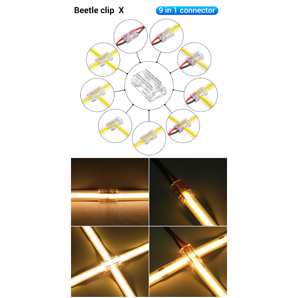 9 in 1 Multi use connector for 12V/24V 8mm COB strips